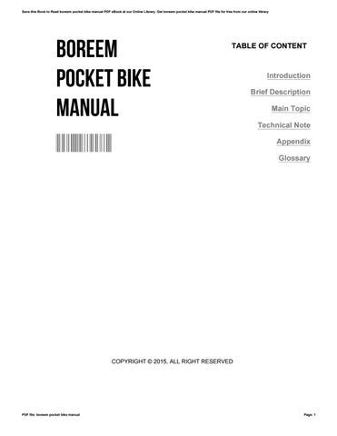 boreem pocket bike manual Ebook Kindle Editon